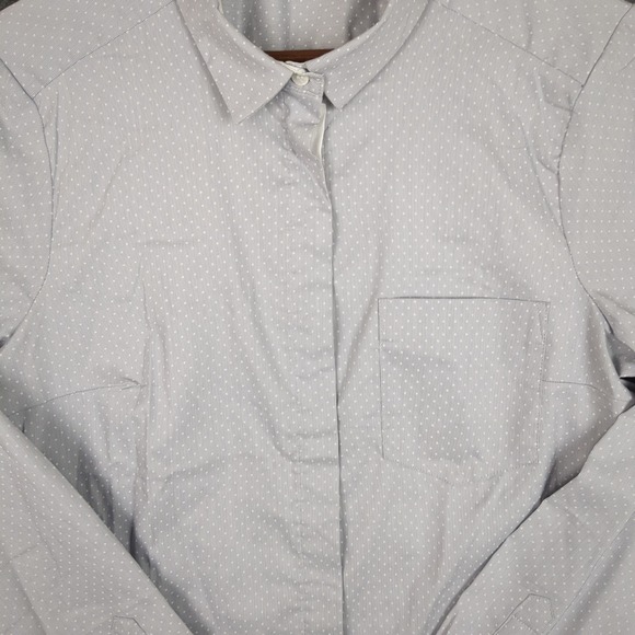 H&M Womens Shirt Size 14 Blue White Polka Dot Button Down Long Sleeve - Picture 6 of 12